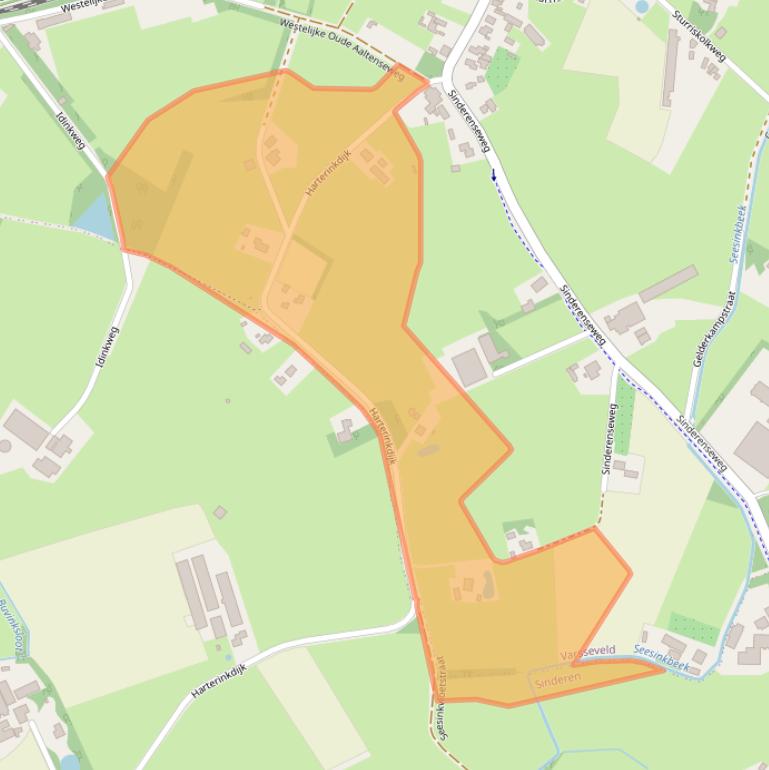 Kaart van postcodegebied 7051HJ.