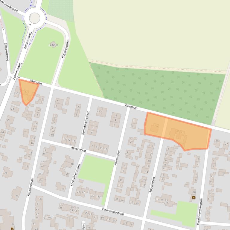 Kaart van postcodegebied 7051ZV.