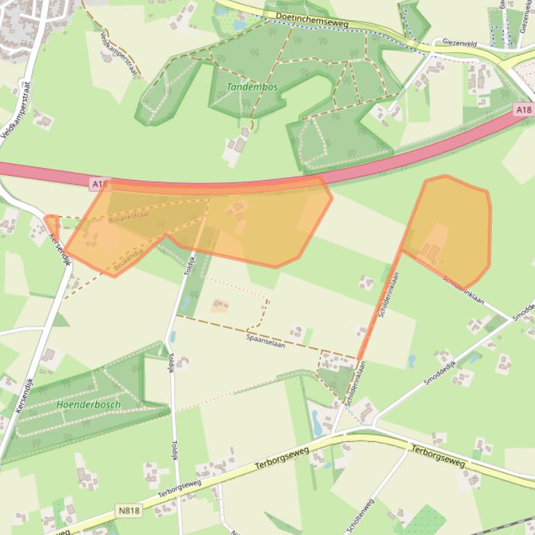 Kaart van postcodegebied 7054AZ.