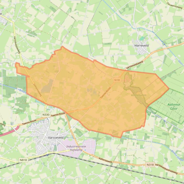 Kaart van postcodegebied 7055.