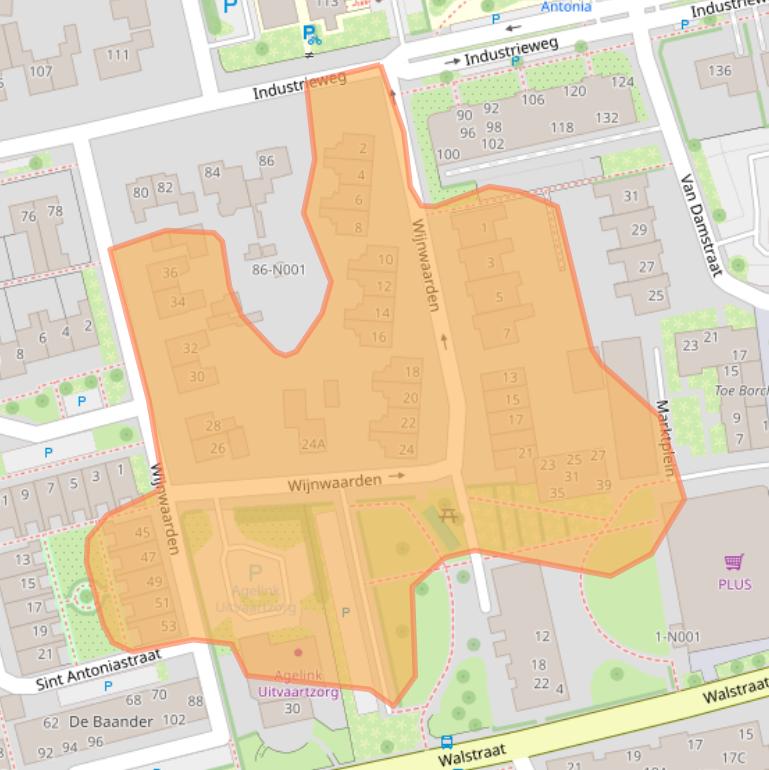 Kaart van postcodegebied 7061BW.
