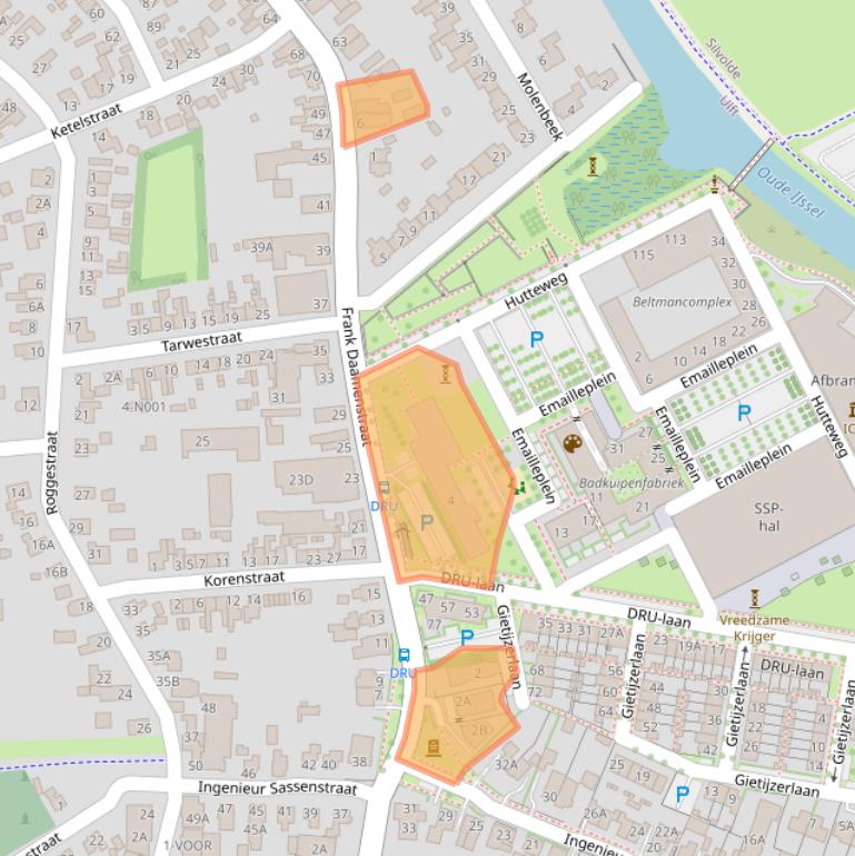 Kaart van postcodegebied 7071AW.