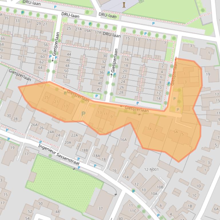 Kaart van postcodegebied 7071BZ.