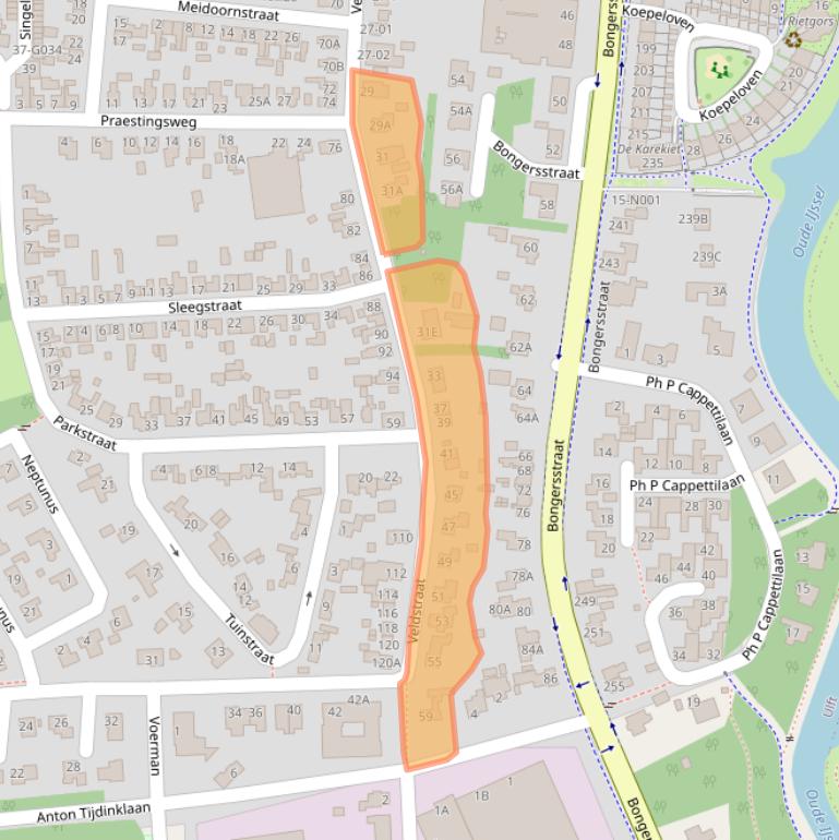 Kaart van postcodegebied 7071CB.
