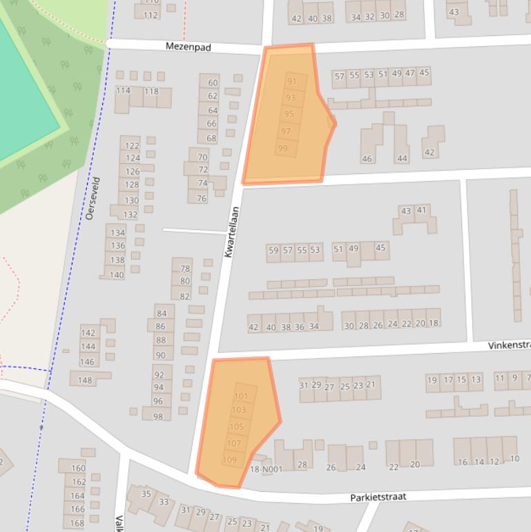 Kaart van postcodegebied 7071JJ.