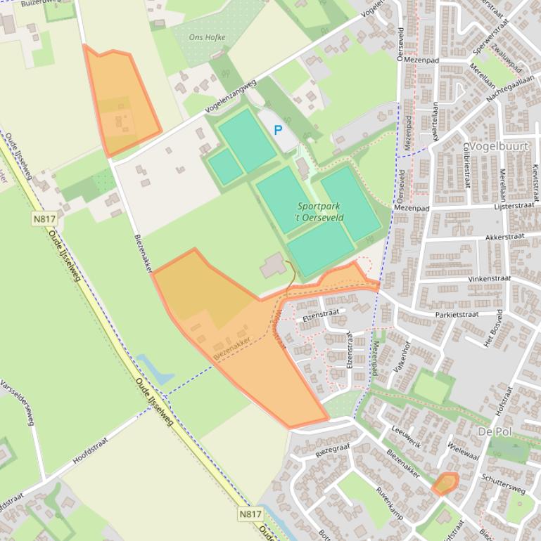 Kaart van postcodegebied 7071SJ.