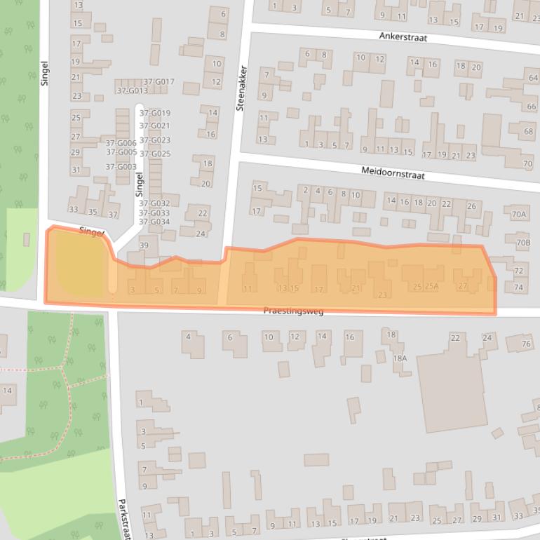 Kaart van postcodegebied 7071WD.
