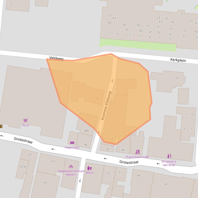 Kaart van postcodegebied 7081BX.