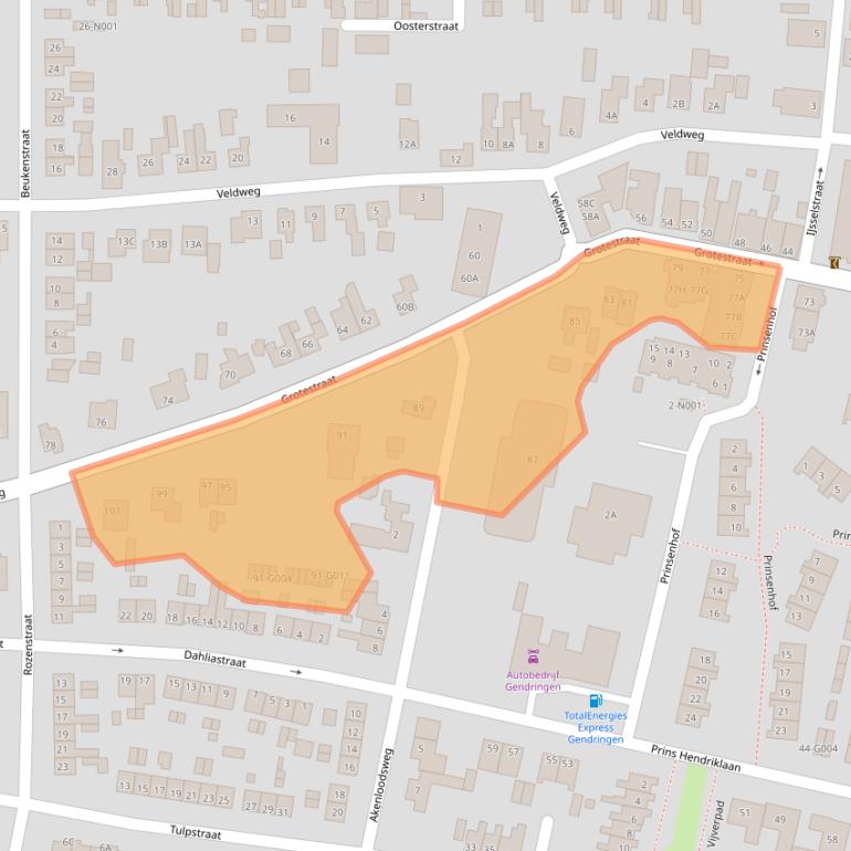 Kaart van postcodegebied 7081CD.