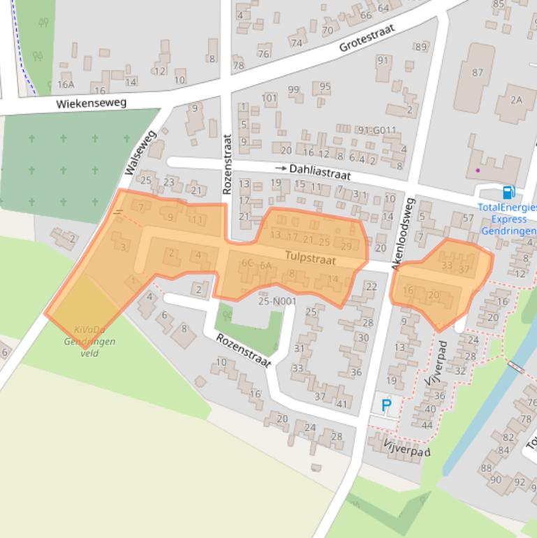 Kaart van postcodegebied 7081EB.