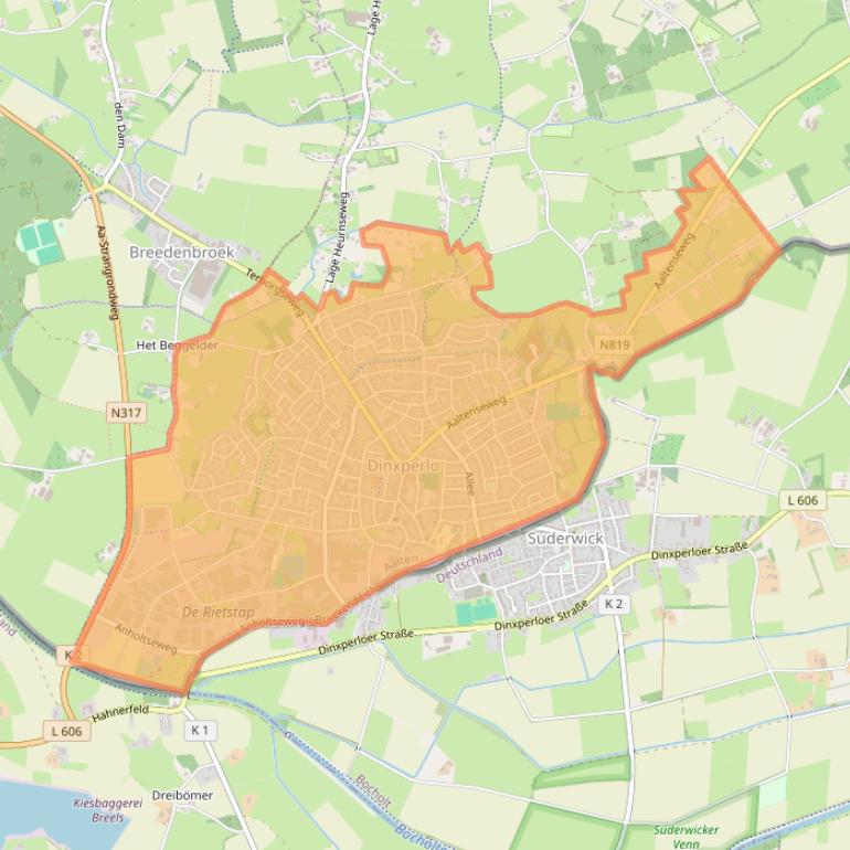 Kaart van postcodegebied 7091.