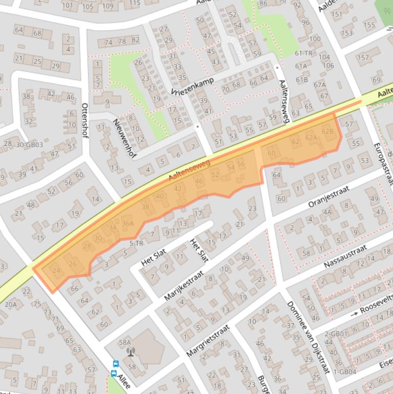Kaart van postcodegebied 7091AG.
