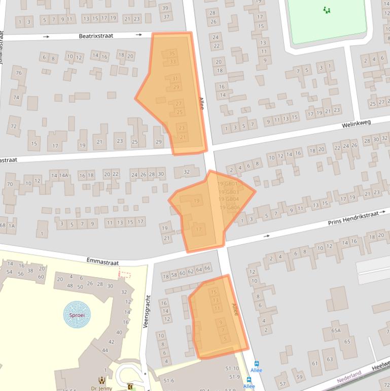 Kaart van postcodegebied 7091AJ.