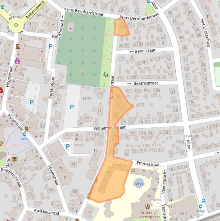 Kaart van postcodegebied 7091BH.