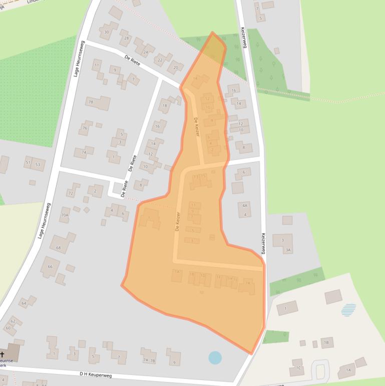 Kaart van postcodegebied 7095AE.