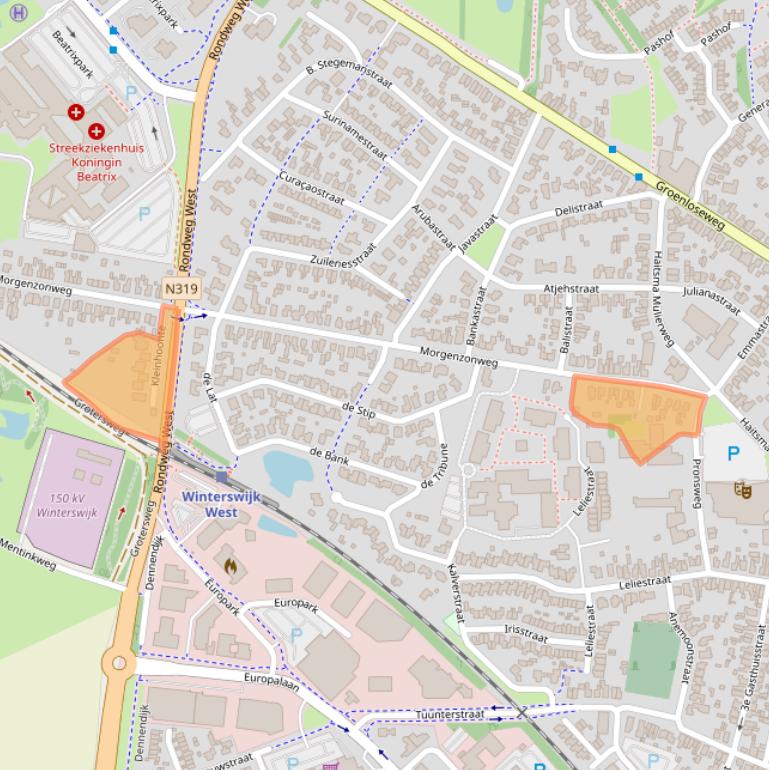 Kaart van postcodegebied 7101BG.