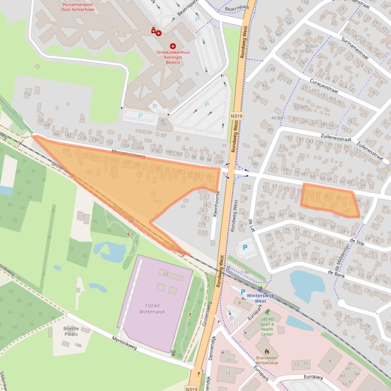 Kaart van postcodegebied 7101BJ.