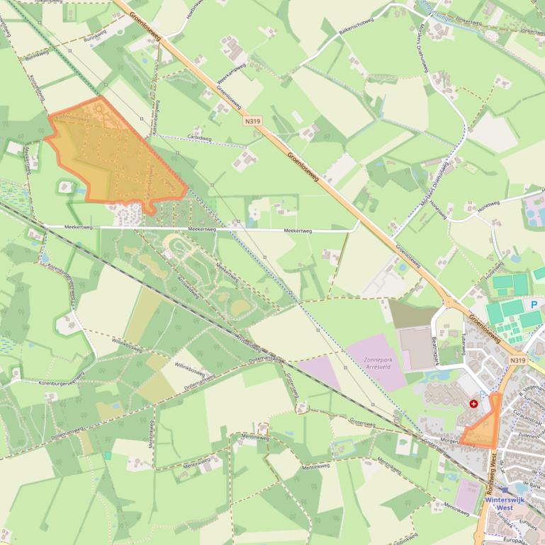 Kaart van postcodegebied 7101BM.