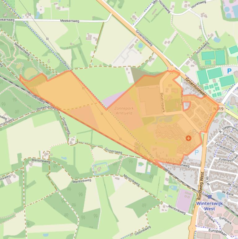 Kaart van postcodegebied 7101BN.