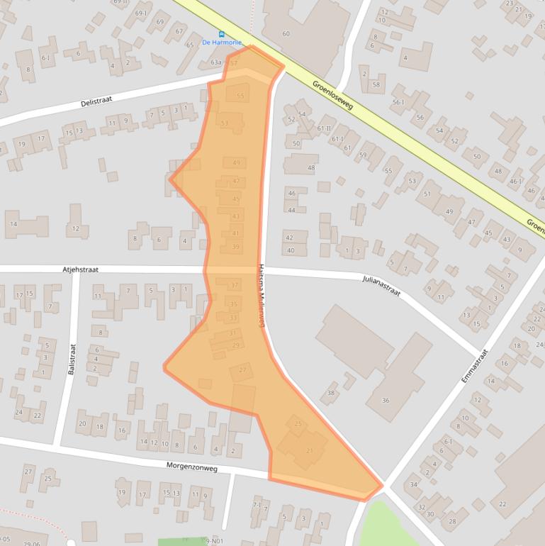 Kaart van postcodegebied 7101BZ.