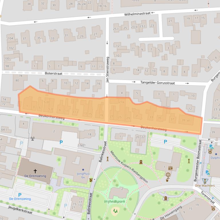 Kaart van postcodegebied 7101DJ.