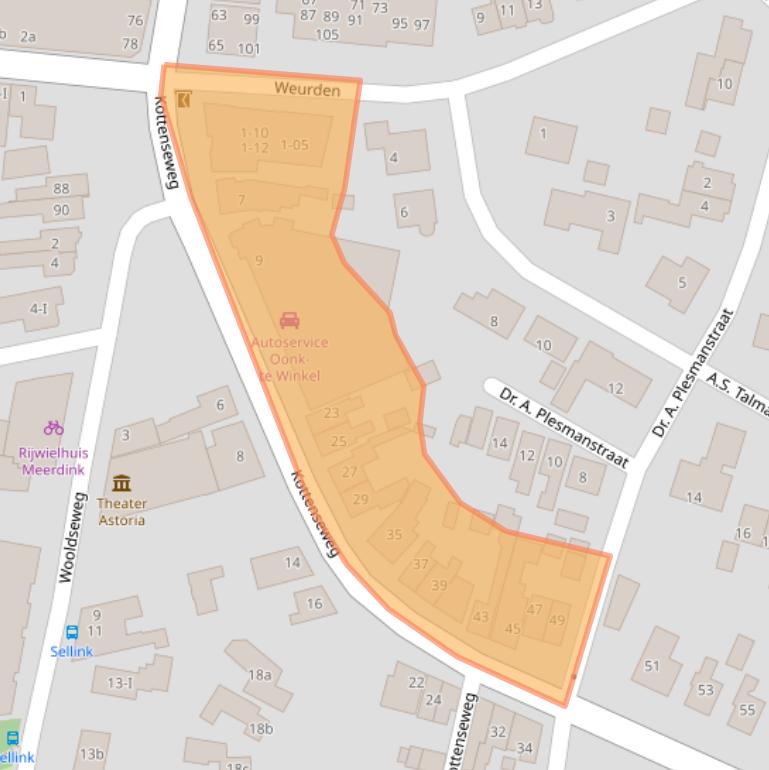 Kaart van postcodegebied 7101JM.