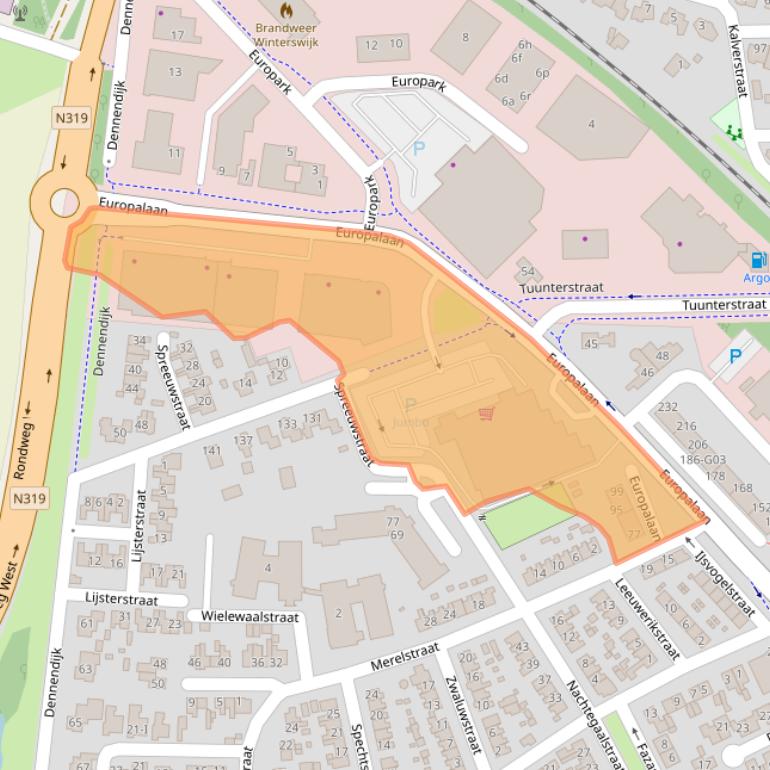 Kaart van postcodegebied 7102AC.