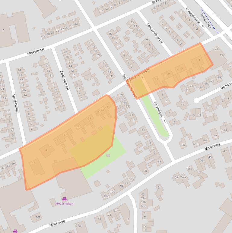 Kaart van postcodegebied 7102BA.