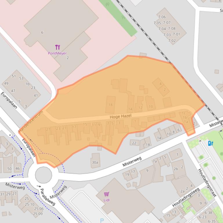 Kaart van postcodegebied 7102BC.