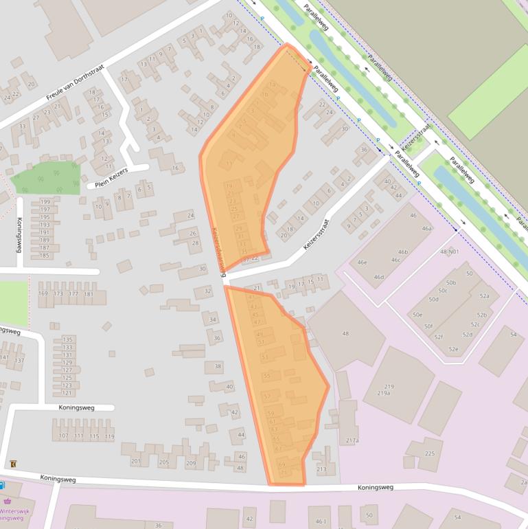 Kaart van postcodegebied 7102DJ.