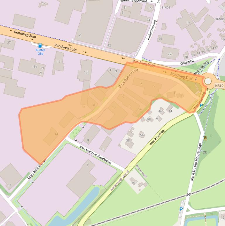 Kaart van postcodegebied 7102EA.