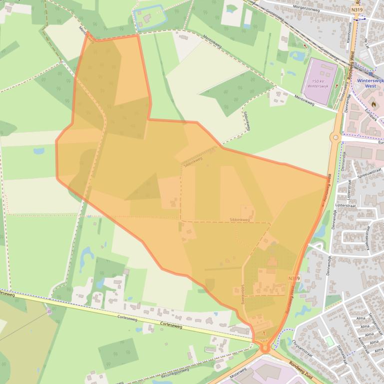 Kaart van postcodegebied 7102EW.