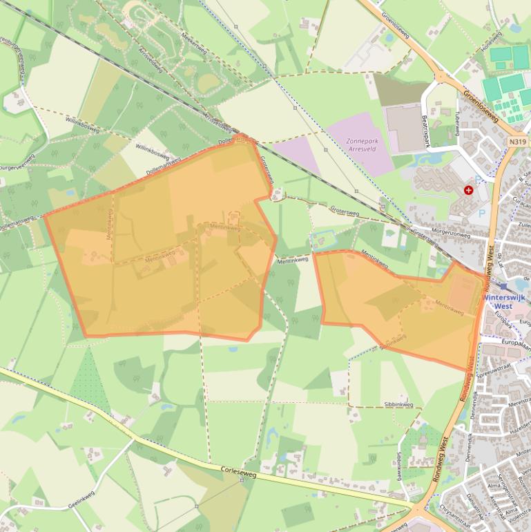 Kaart van postcodegebied 7102GA.