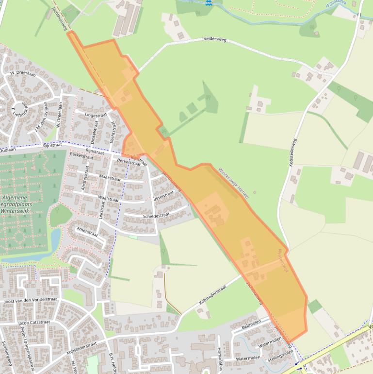 Kaart van postcodegebied 7103EC.