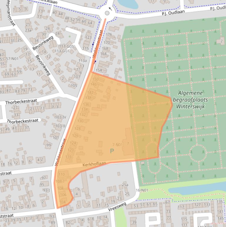 Kaart van postcodegebied 7103XD.