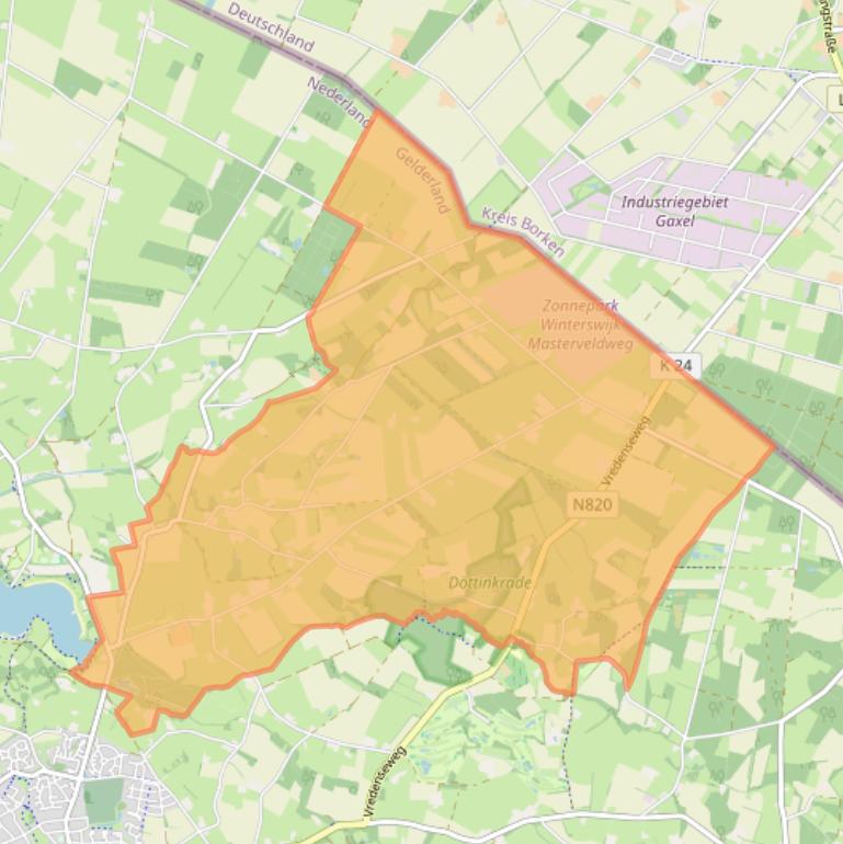 Kaart van postcodegebied 7105.