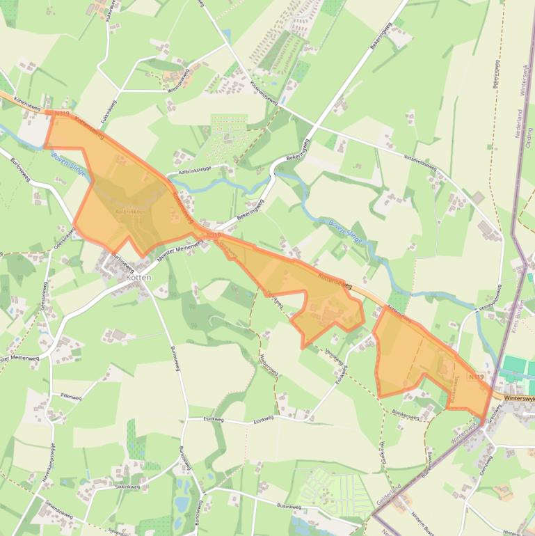 Kaart van postcodegebied 7107AB.