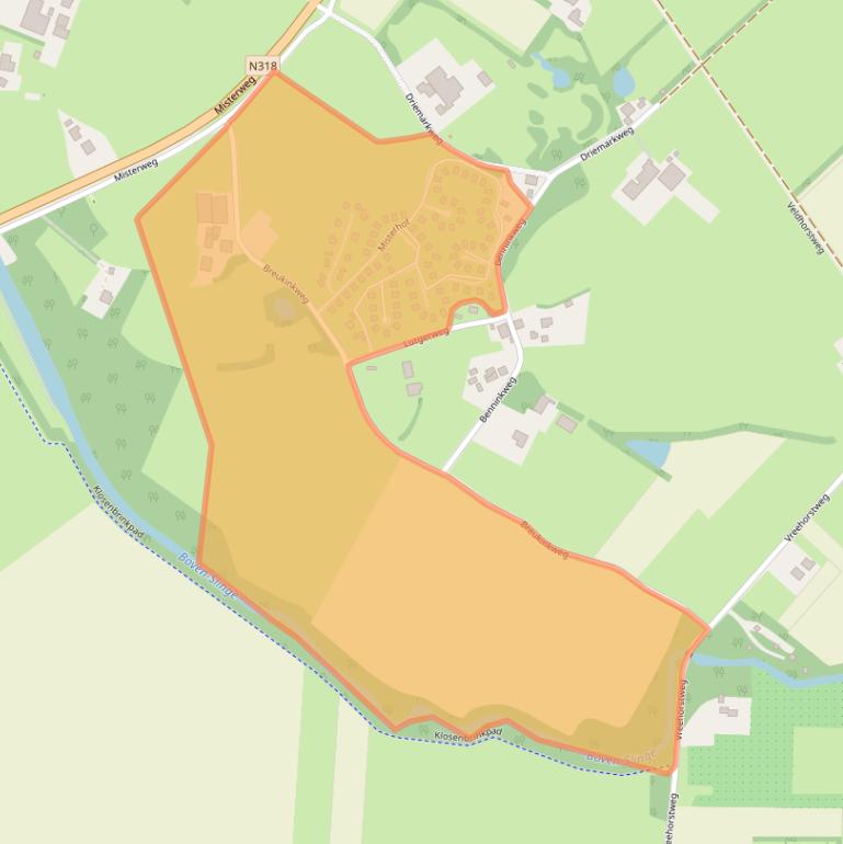 Kaart van postcodegebied 7109BX.