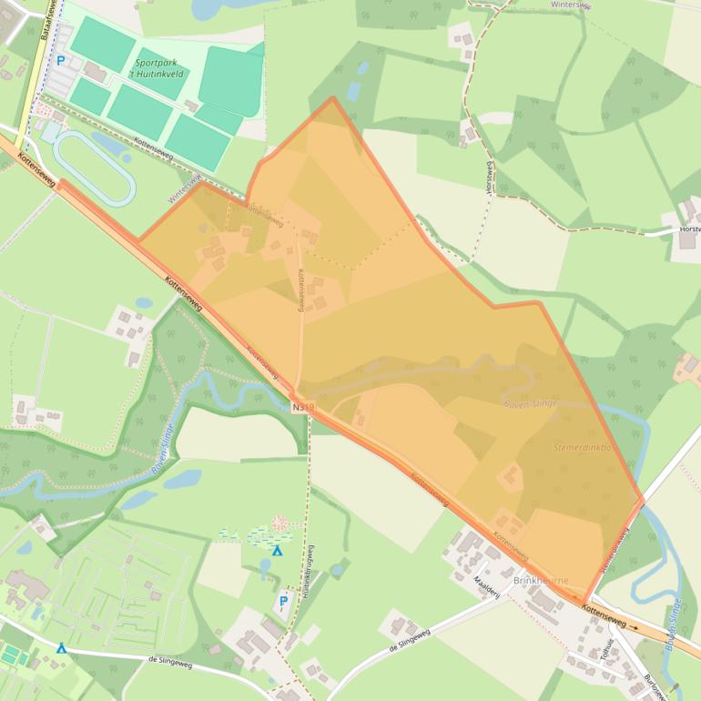 Kaart van postcodegebied 7115AD.