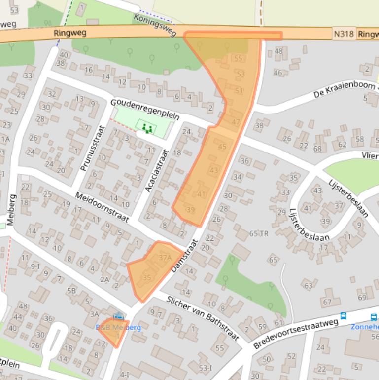 Kaart van postcodegebied 7121AX.