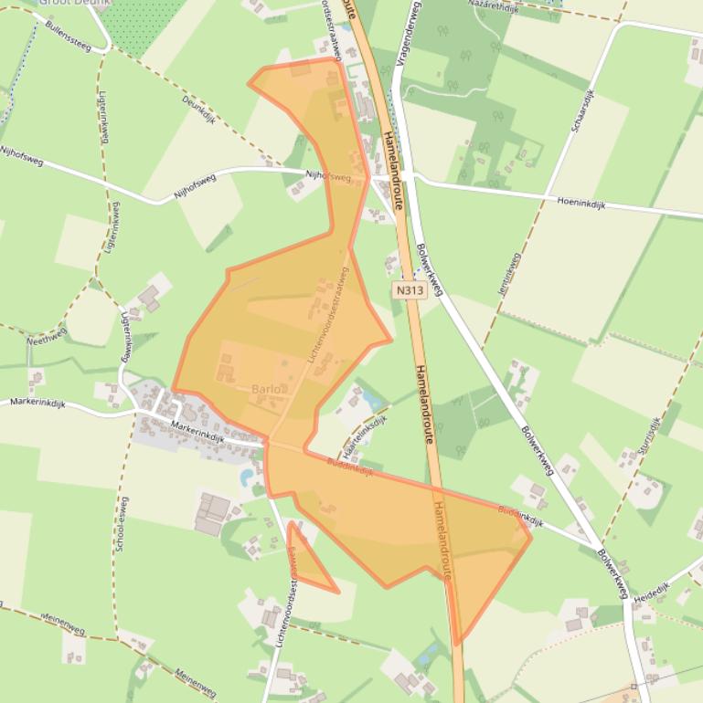 Kaart van postcodegebied 7121RD.