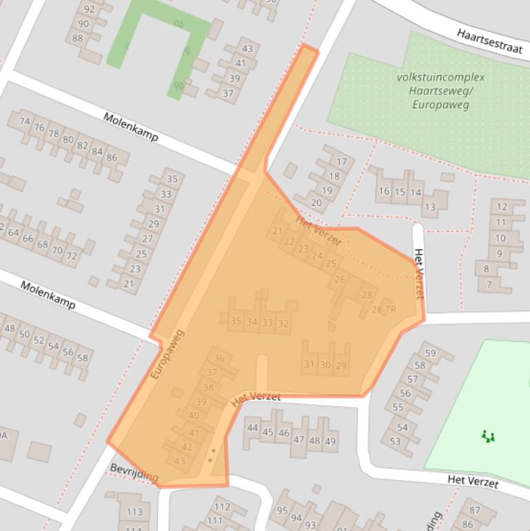 Kaart van postcodegebied 7121XB.