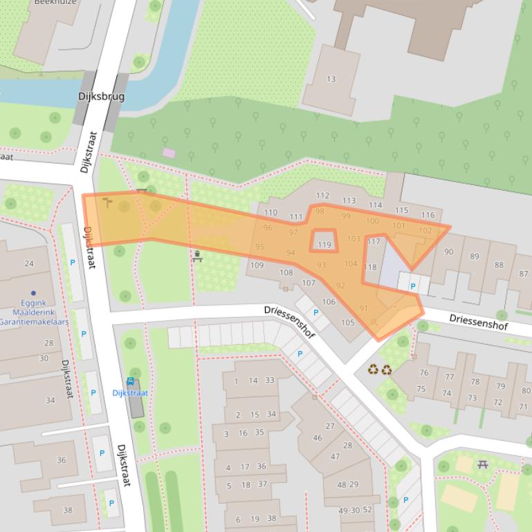 Kaart van postcodegebied 7121XX.