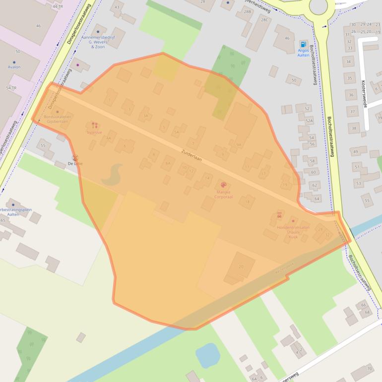 Kaart van postcodegebied 7122AC.
