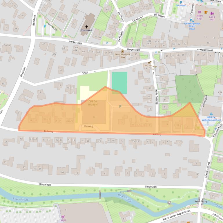 Kaart van postcodegebied 7122BC.