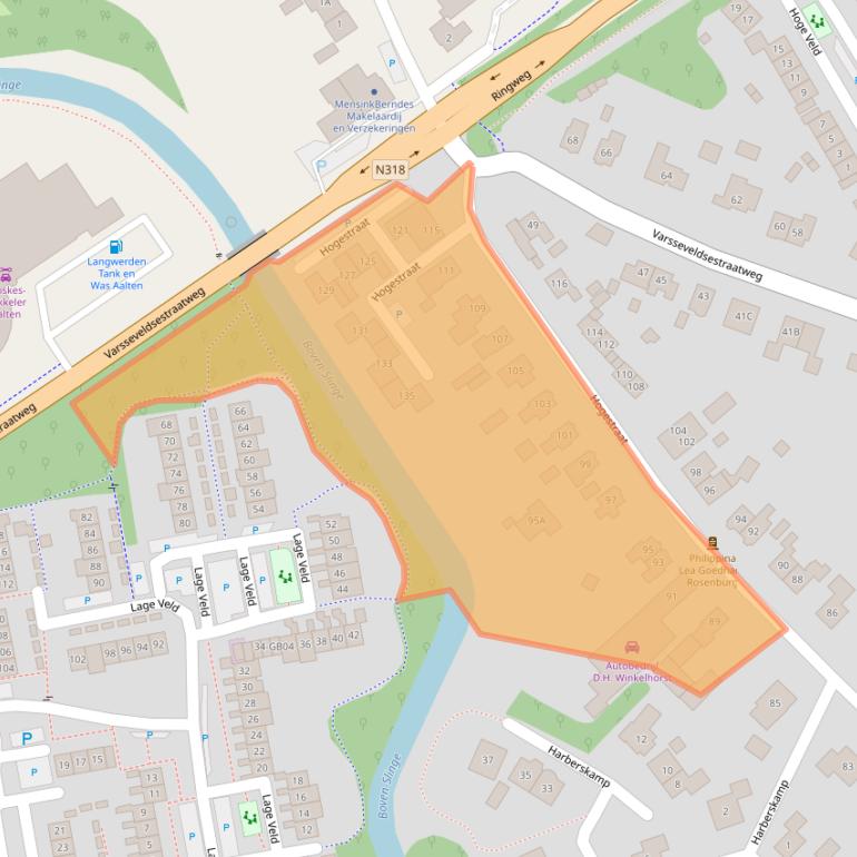 Kaart van postcodegebied 7122BT.