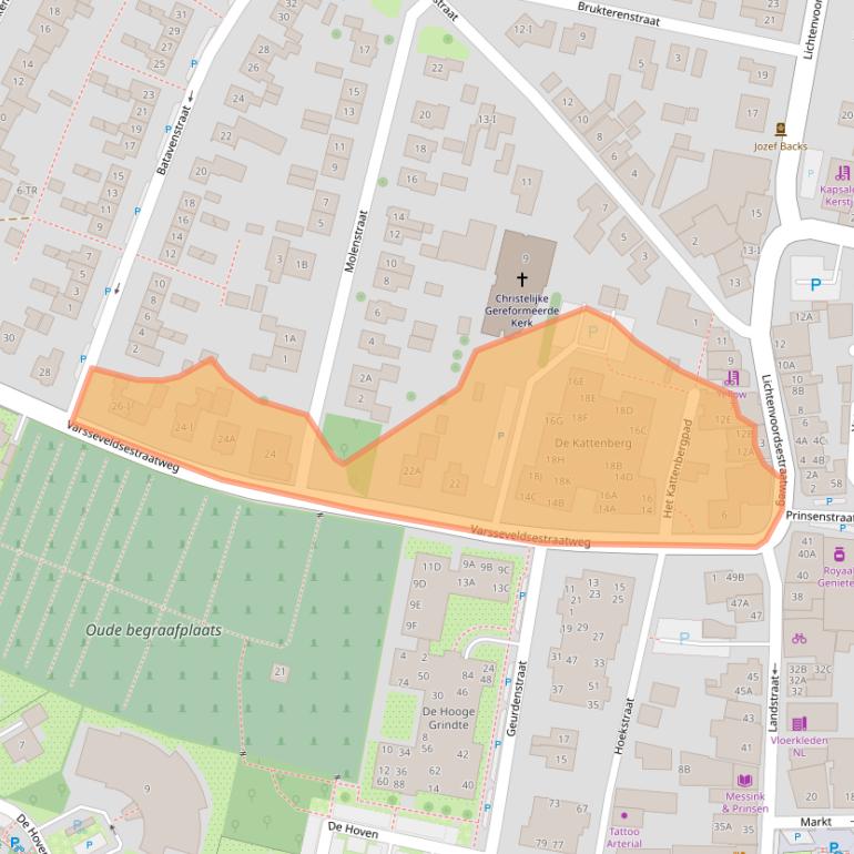 Kaart van postcodegebied 7122CC.