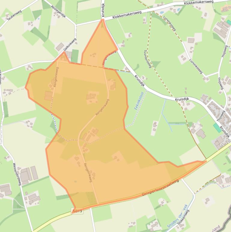 Kaart van postcodegebied 7122JW.