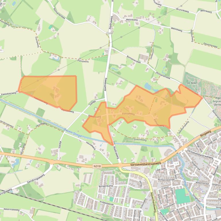 Kaart van postcodegebied 7122NG.