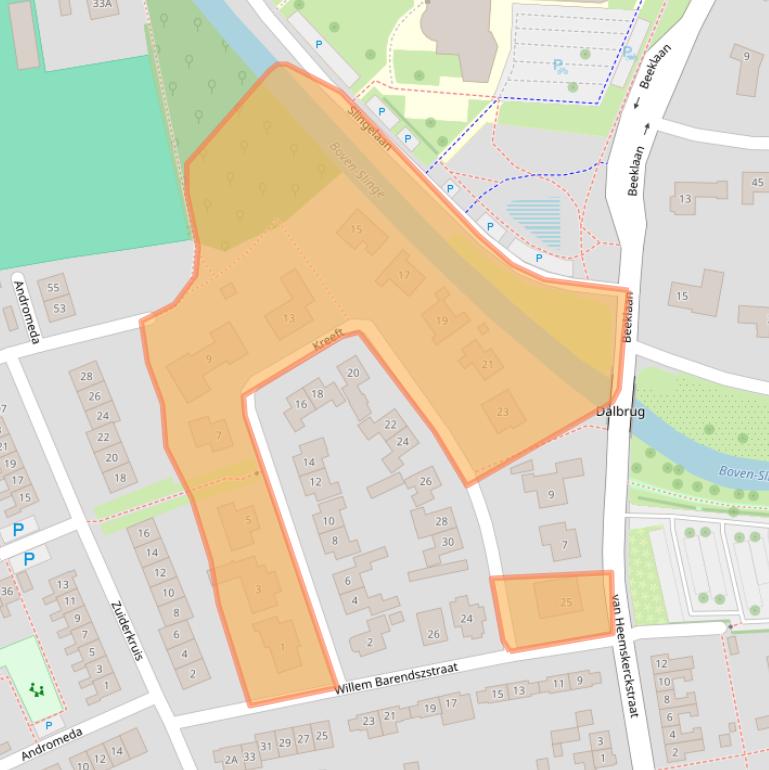 Kaart van postcodegebied 7122TB.